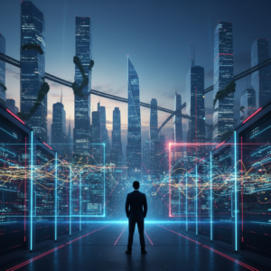 Una mujer sonriente con gafas, cabello oscuro y una camisa blanca, mirando directamente a la cámara. El fondo es un interior con estanterías y decoración moderna en tonos claros.